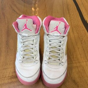 White and Pink Air Jordan Sneakers